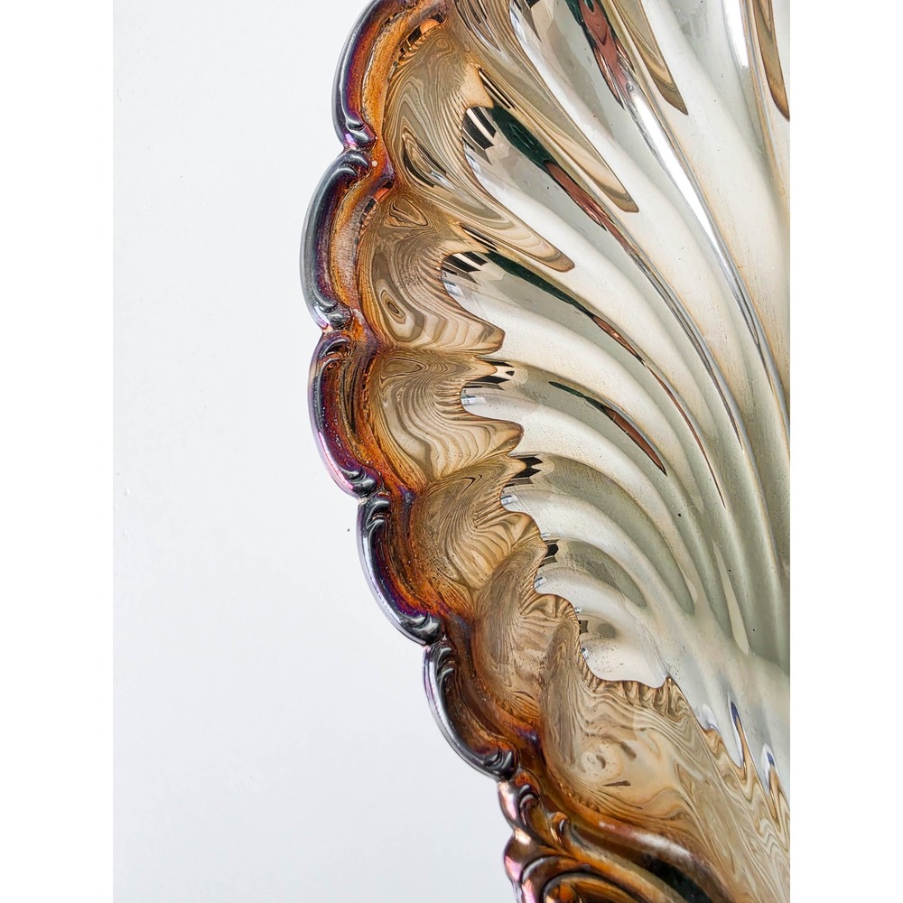 Oneida Silver Plated Scalloped Shell Serving Dish Floral Embossed Tray Vintage - Picture 5 of 8